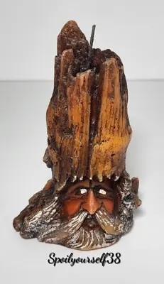 Carved Man In Tree Candle  5  Tall Brown Multi • $12.99