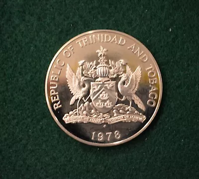 Trinidad And Tobago 5 Dollars 1978-Silver Proof Crown-Scarlet Ibis-#4134 • $20
