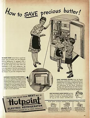 1946 Hotpoint Electric Refrigerator Freezer Art Vintage Print Ad 5 • $8.95