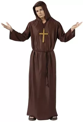 NEW Monk Costume Adult Standard Size Halloween Costume Hooded Robe & Belt • $18.88