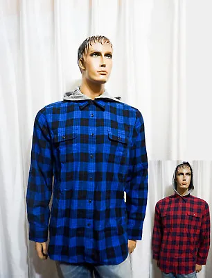 $17.10 • Buy Mens Shirt Modern Fit Flannel Hoodie Plaid Shirt M L XL Kenneth Cole Reaction 