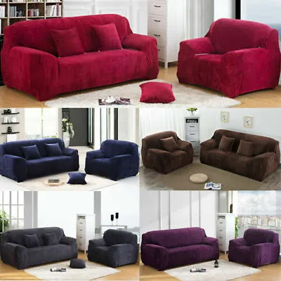 $18.99 • Buy Stretch Thick Plush Sofa Covers 1 - 4 Seater Couch Chair Slipcover Protector US