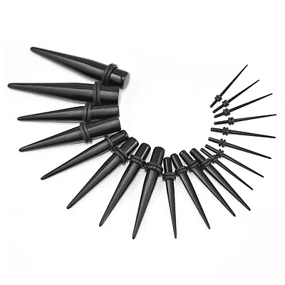 TRIXES Ear Stretcher Kit X20 1.3mm-10mm NEW Black Ear Stretching Kit Taper Plugs • £5.99