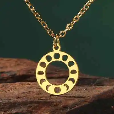 Lunar Cycle Moon Phase Women Necklace Crescent Moon Goddess Sun Star Wiccan • $7.19