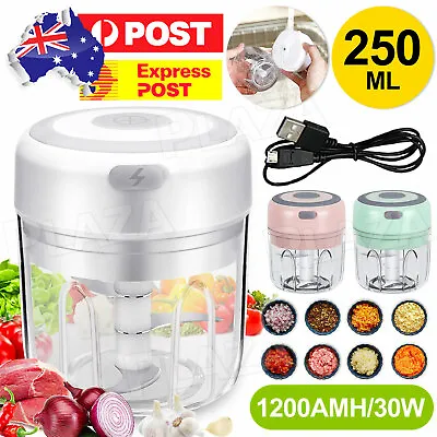 250ML USB Rechargeable Mini Food Garlic Grinder Electric Garlic Chopper Cordless • $13.95