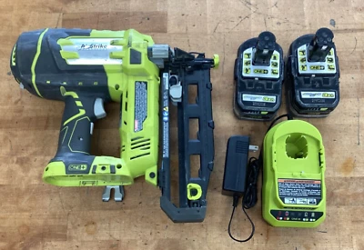 $90 • Buy Ryobi P325 18V One+ 16G AirStrike Finish Nailer W/ 2 Batteries & Charger