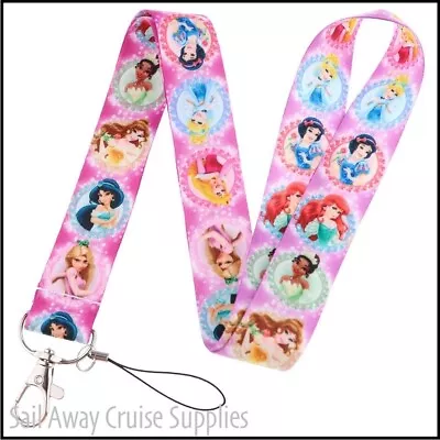 Disney Princess  LANYARD.  Key Neck ID Card Holder. Work Travel Cruise. PINK • $9.95