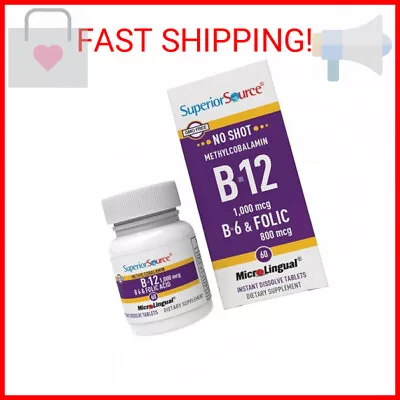 Superior Source No Shot Vitamin B12 Methylcobalamin (1000 Mcg) B6 Folic Acid • $17.98