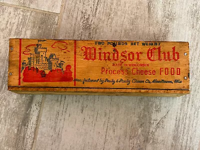 Vintage Windsor Club Wooden Pasteurized Process 2lb. Cheese Crate Box • $10.95