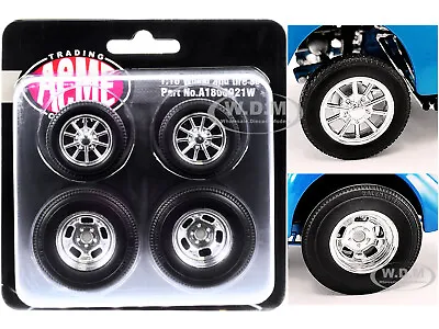 Show Chrome Gasser Wheels & Tires Set Of 4 Pcs For 1/18 Models By Acme A1800921w • $16.95