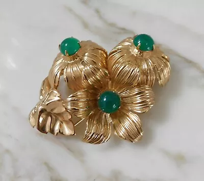 Vintage 1964 Signed Christian Dior Henkel & Grosse Germany Flower Brooch Pin • $37