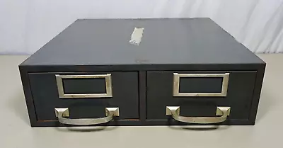 Vintage Steel 2 Drawer Metal File Index Card Cabinet Storage Stackable 3x7 Grey • $49.99