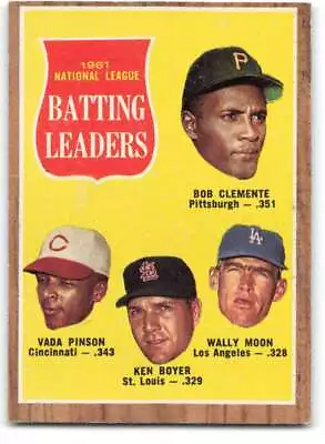 1962 Topps #52 Clemente/Pinson/Boyer/Moon VG Very Good N.L. Batting Le ID:306002 • $12.74