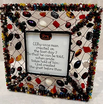 Handmade Multi Colored Glass Beads Wire Picture Frame 6x6 For 3x3 Image MOL • $18