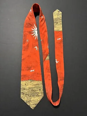 Fornasetti TIE Red Color 100% Silk Made In Italy With Sun Face. • $75