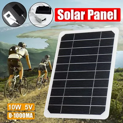 Mini Portable Solar Panel 5W 10W Power Bank Outdoor Camping Hiking Phone Charger • £10.31