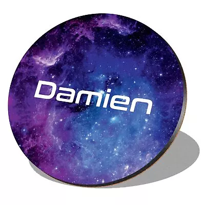 1 X Round Coaster - Name Damien Space Universe Galaxy Stars Lettering #261785 • £4.99