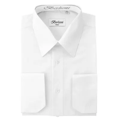 Berlioni Italy Men's Dress Shirt French Convertible Cuff Dress Shirt All Colors • $23.99