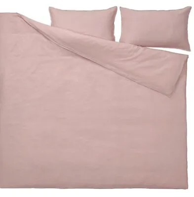 100% Linen Duvet Cover Set Pillowcases Bedset Bedding Dust Pink Rose IKEA DYTAG • £84.99