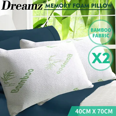 Dreamz 2x Memory Foam Pillow Bamboo Pillow Cushion Hypoallergenic Cover 70x40cm • $38.99