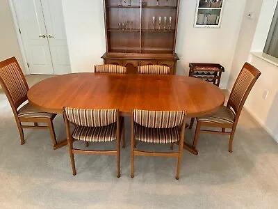 Teak Wood MCM Dining Table With 6 Chairs • $1400
