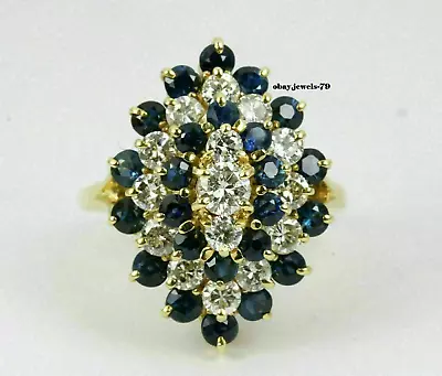 2Ct Round Cut Lab-Created Sapphire Diamond Cluster Ring 14K Yellow Gold Plated • $129.35