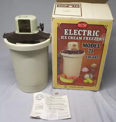 Vintage RCW 4 Quart Ice Cream Maker Model #71 Electric Ice Cream Freezer Maker • $18.47