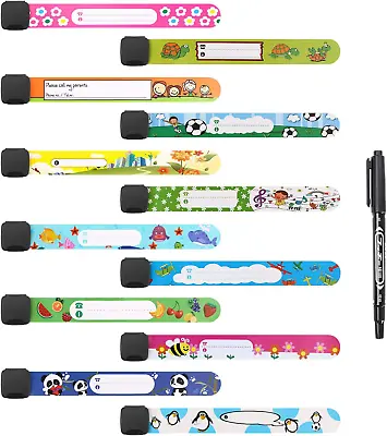 Vicloon 12 Pcs Child Safety ID Wristband Kids ID Bracelet With Non Fading Pen • £6.11