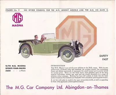 12/70 Mg Magna Sports Four Seater & Sliding Roof Foursome Model Brochure. • $62.22