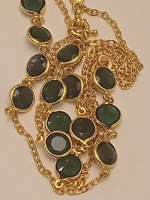 J Crew Necklace Gold Tone Green Crystal 34  • $5.80