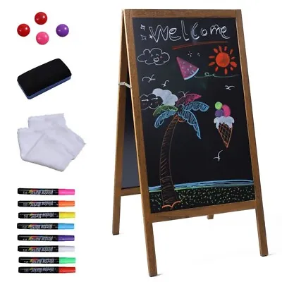 Magnetic A-Frame Sign Sidewalk Blackboard Chalkboard Easel W/ Eraser Colored Pen • $59.99