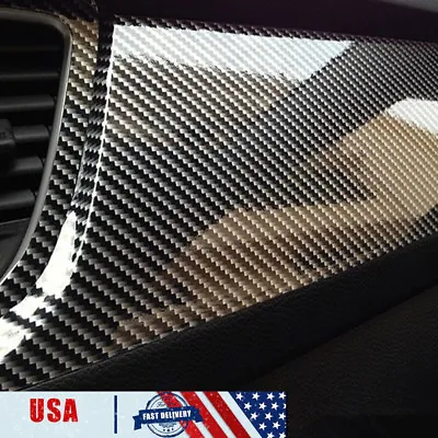 5D High Gloss Black Carbon Fiber Vinyl Automotive Car Wrap Film Interior 12x60  • $16.27