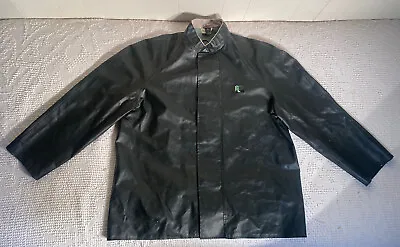 Vintage Helly Hansen Rain Coat P-364 PVC Mens Large Dark Green Read Description • $20.25