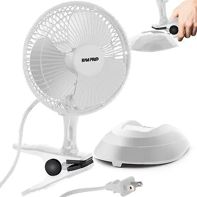 Ram-Pro Personal Clip On Fan Cooling Portable Mini Desk Fan With Two Quiet Speed • $25.43