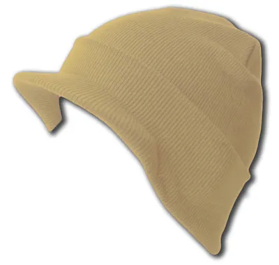 Knit Cuff Beanie Visor - Winter Wear/Sports - Khaki Beige • $7.10