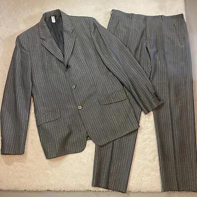 Vintage Versace Wool Mohair 90’s Gray Pinstriped 2 Piece Suit 44L Gianni 54 EU • $350