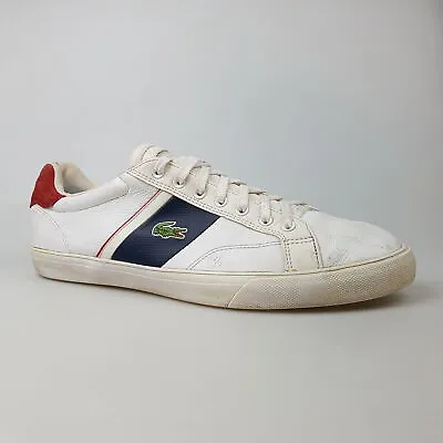 Men's LACOSTE 'Fairlead' Sz 11 US Shoes White Leather Sneaker | 3+ Extra 10% Off • $27.99
