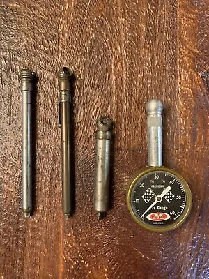 Lot Of 4 Vintage Tire Pressure Gauges Schrader Meiser Accu-Gauge Checkered Flag • $45.66