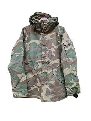 Genuine US Army Woodland Camo GoreTex ECWCS Parka Jacket Size Medium/Reg #343 • £44.95