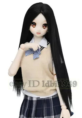 1/3 8-9  BJD Dollfie Doll Wig Pullip LUTS SD Long BJD Wig Black Hair • $13.88