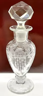 Striking Vintage Hawkes Crystal Wheel Cut Perfume Bottle With Glass Stopper • $75