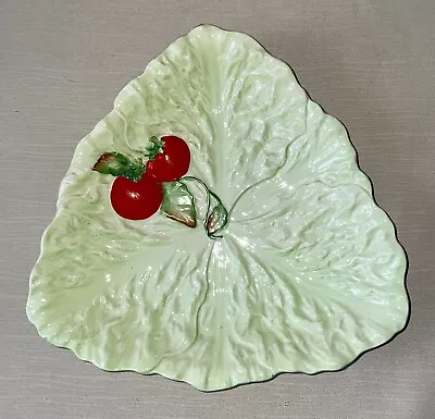 Vintage CARLTON WARE Serving Dish Green Cabbage Leaf Red Tomatoes England C1950s • $12.95