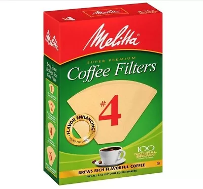 Melitta 4 Cone Coffee Filters Unbleached Natural Brown 100 Total Filters Count • $6.40