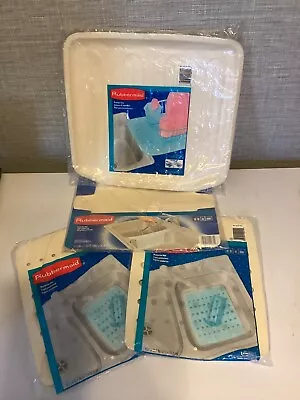 Vintage Rubbermaid Dish Drainer Tray And Protector Mats Set Almond • $149.99