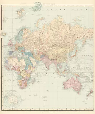 World On Mercator's Projection. East Sheet. Europe Asia Africa STANFORD 1896 Map • $236.24