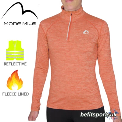 £16.95 • Buy Long Sleeve Running Top Womens More Mile Zip Neck Thermal Gym Hi Viz Thumb Gap