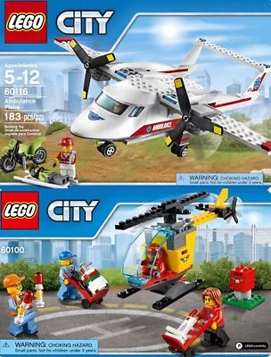 LEGO CITY: Ambulance Plane(60116)+Airport Starter Set(60100) 100% Compl. No Box  • $39.80