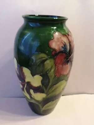 VTG Large Rare William Moorcroft Hibiscus Pottery Vase 10.5  Tall Signed England • $310.93