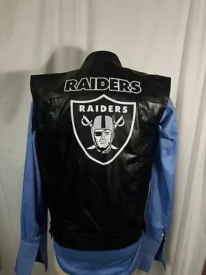 Las Vegas Raiders Faux Leather  Vest In Black Logo On Back • $100