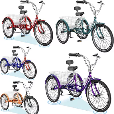 MOPHOTO Adult Tricycle Bike Three Wheel Beach Cruiser 24 & 26-Inch Wheels • $295